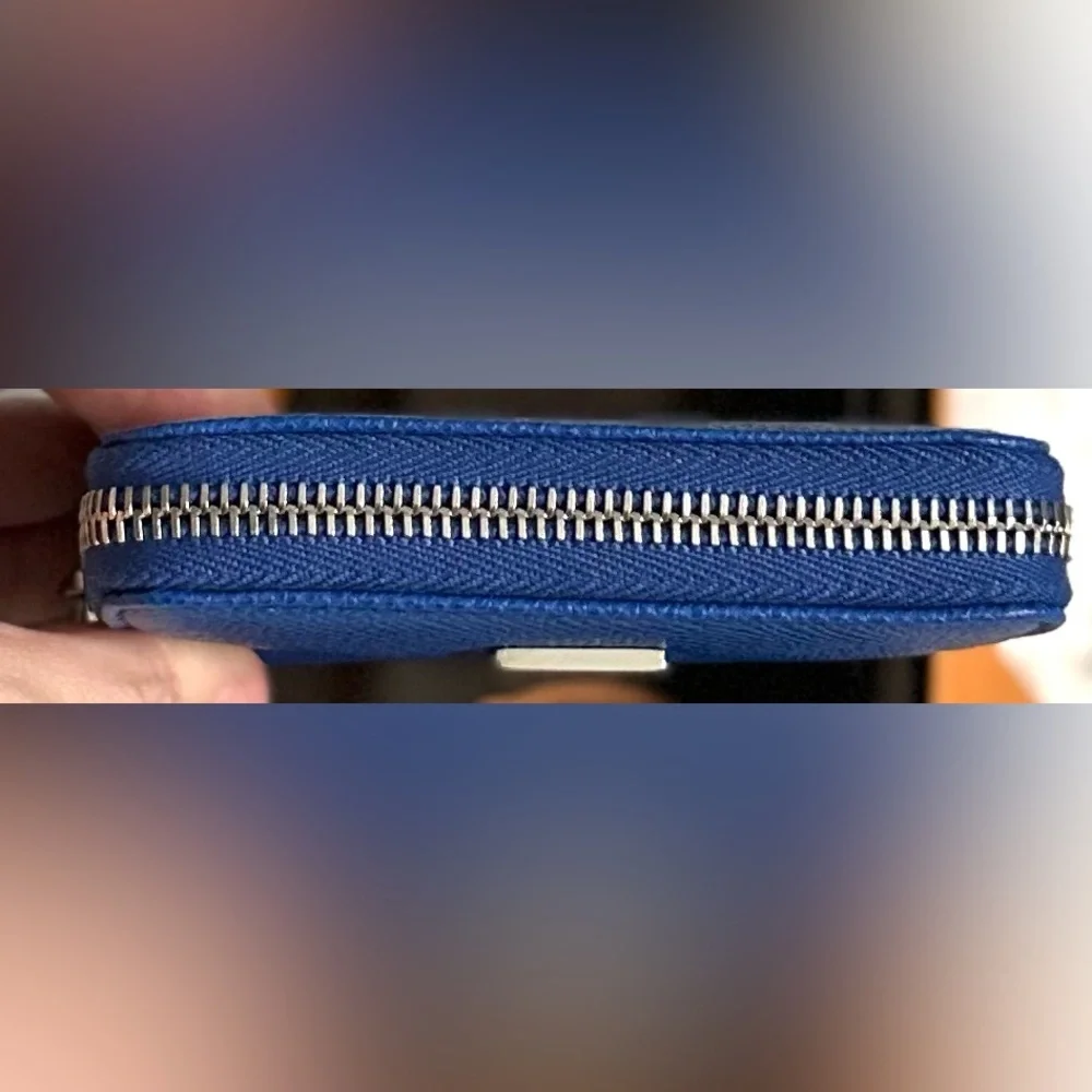 ‼️RARE‼️🎸💯AUTH. TOD’S🎸🔥NWT🔥Small Blue Pebbled Leather Zip Around Wallet - Picture 5 of 15